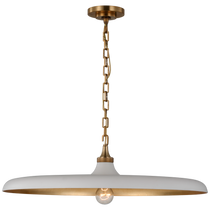 Featuring Piatto Large Pendant by Visual Comfort at Amethyst Home. The Piatto Large Pendant is one of our favorite lighting pieces for a kitchen island. Finished in a Hand-Rubbed Antique Brass with Plaster White Shade is an elegant take on a timeless pendant light.
Overall Dimensions: 24" L x 24" W x 7" HWeight: 9 lbs..  Amethyst Home provides interior design, new home construction design consulting, vintage area rugs, and lighting in the Washington metro area.