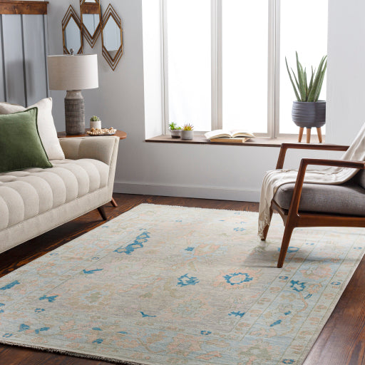 The Ushak April rug showcases traditional inspired designs that exemplify timeless styles of elegance, comfort, and sophistication. With their Hand-Knotted construction, these rugs provide a durability that can not be found in other handmade constructions, and boasts the ability to be thoroughly cleaned as it contains no chemicals that react to water, such as glue. Amethyst Home provides interior design, new construction, custom furniture, and area rugs in the Dallas metro area