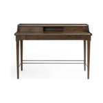Dark-toasted oak's rich brown finish speaks to mid-century inspiration, while plenty of storage meets the needs of a modern office with this Moreau Dark Toasted Oak Writing Desk.   Overall Dimensions: 48"w x 23.5"d x 34.75"hDark-toasted oak's rich brown finish speaks to mid-century inspiration, while plenty of storage meets the needs of a modern office with this Moreau Dark Toasted Oak Writing Desk.   Overall Dimensions: 48"w x 23.5"d x 34.75"h