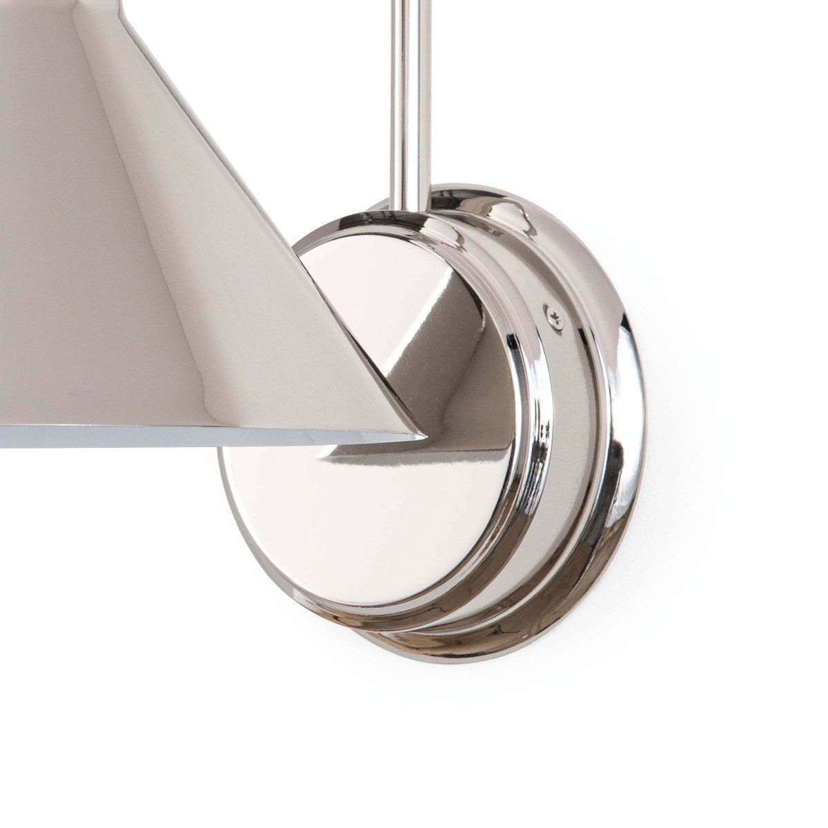 This Dublin Polished Nickel Sconce has clean lines, creating a modern industrial look. These are the perfect sophisticated touch for any bedroom, kitchen, or hallway  Size: 7.75"w x 11"d x 13"h Material: Steel