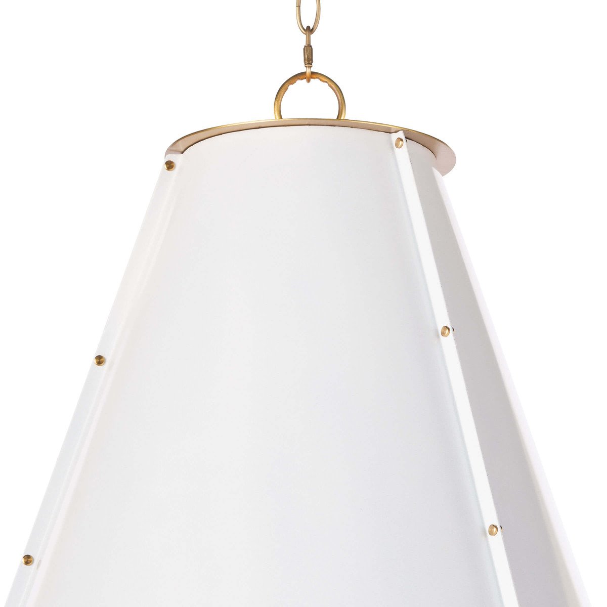 Dark steel shade with brass grommets -- this French Maid Pendant Large is packed with personality.  Size: 32" high x 25.5" diameter
