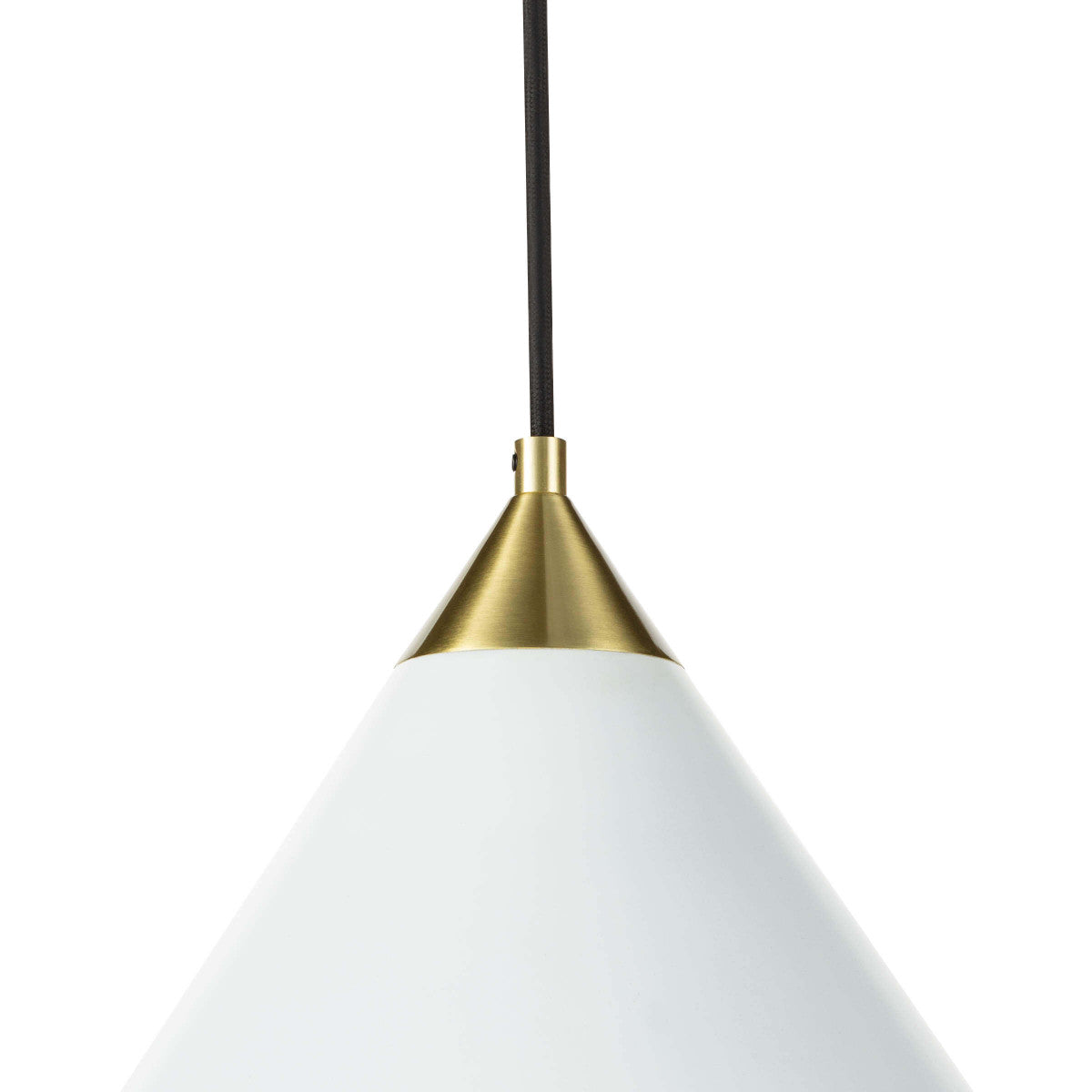 The conical shade of the Hilton White Pendant, matched with the milk glass globe creates a subtle glow and elegant, modern pendant. Perfect for over a kitchen island or sink.   Size: 11.75"w x 11.75"d x 12"h Material: Iron