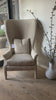 Noella Tall Wing Chair in Kenzo - Oatmeal Fabric. 