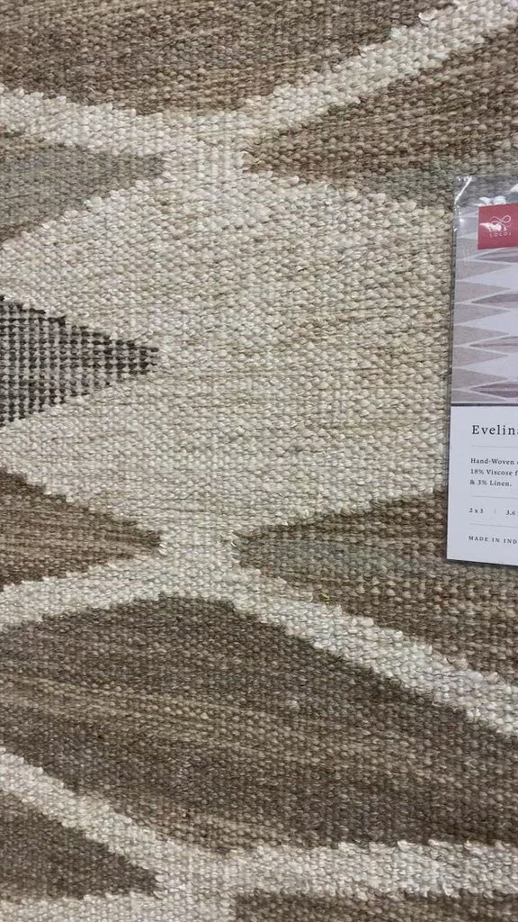 Hand-woven in India with a luxurious blend of wool, cotton, viscose, viscose from bamboo, chenille, acrylic and linen, this calming collection of contemporary neutral tones will add balance and warmth to any space.  Hand Woven 25% Wool | 20% Cotton | 18% Viscose from Bamboo | 21% Viscose | 8% Chenille | 5% Acrylic | 3% Linen India EVE-04 Taupe/Bark