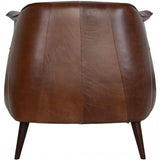 The Victor leather chair instantly transforms any living room into an infinitely sophisticated space. The tan leather upholstery and gently curved back are both chic and superbly comfortable. The chair is supported by a pocketed coil spring seating on solid oak wood legs for added durability.