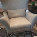 Paola Wing Chair in Suing 270.020 Flax Fabric and Sealed Walnut Finish