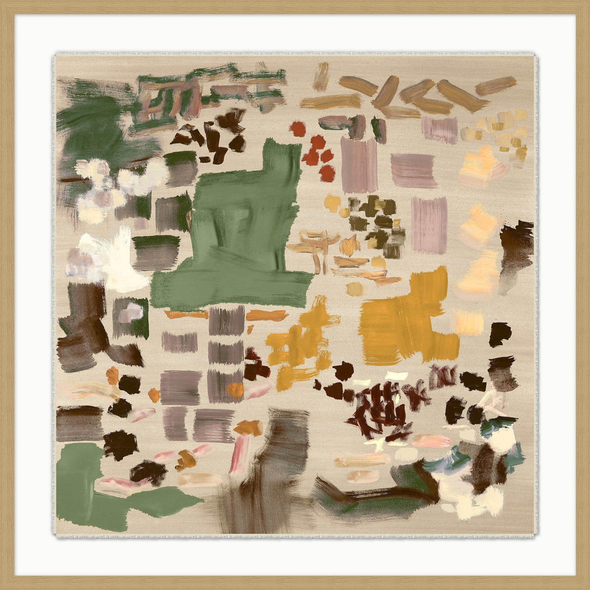 Giclee on raw canvas with hand frayed edges mounted on a mat and framed in a gorgeous shadow box, this Abstract Earth 1 Art is sure to make a statement in any living room, bathroom, or office.   Size: 42x42  Please allow 6-8 weeks for production and delivery.