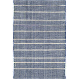Part of our Bunny Williams collection, this delicately striped, navy indoor/outdoor rug was inspired by an antique rug sample from the designer's own personal collection. Due to the handmade nature of this area rug, variations in color are expected. Dhurrie rugs are woven to be lightweight, low profile and reversible. Amethyst Home provides interior design, new construction, custom furniture, and area rugs in the Laguna Beach metro area.