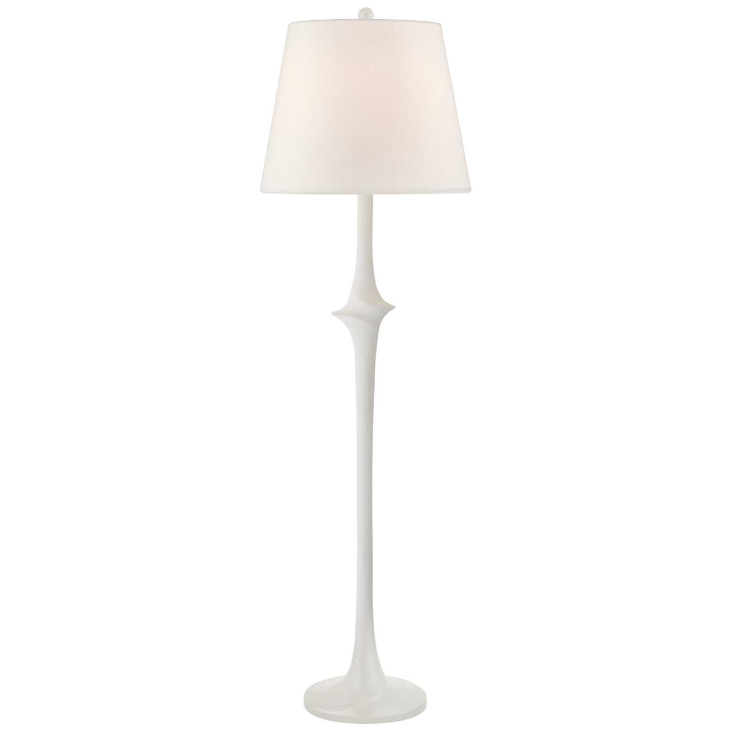 We love the detail in the middle of this Bates Large Sculpted Floor Lamp by Visual Comfort. The linen shade brings a soft, warm glow to any living room, bedroom, or other area needing extra light.  Designer: Chapman & Myers  Height