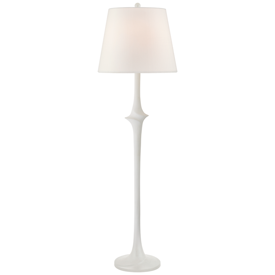 We love the detail in the middle of this Bates Large Sculpted Floor Lamp by Visual Comfort. The linen shade brings a soft, warm glow to any living room, bedroom, or other area needing extra light.  Designer: Chapman & Myers  Height