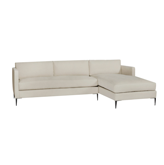 The Benedict Sectional is a modern design with clean lines and sleek metal legs in black rust. It has a fresh and functional aesthetic with no-sag support. It has a smaller scale footprint, making it ideal for apartment living and suitable for any occasion.  This beloved family furniture designer brand is our go-to choice for families with young children and pets. The organic linen & cotton fabric collection is machine washable (not dryer friendly -- please air dry!).