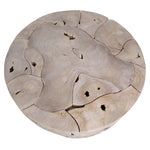 This beautiful Briar Round Coffee Table is pieced together from reclaimed slabs and chunks of solid teak wood finished in a bleached finish with exquisite craftsmanship. Artisans build each coffee table like a puzzle, fitting each piece together in combinations that are never duplicated. Like true works of art, no two will be exactly alike. Amethyst Home provides interior design services, furniture, rugs, and lighting in the Portland metro area.