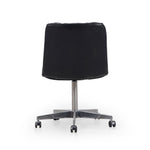 Featuring Malibu Desk Chair - Rider Black by Four Hands at Amethyst Home. Paired back and fashion-forward, this minimalist Malibu Desk Chair in black top-grain leather offers maximum comfort. Inspired by workspaces of the ‘50s and ‘60s. Stainless steel casters make for stylish ease in the workplace. Height not adjustable.
Overall Dimensions: 20.75"W x 26.25.  Amethyst Home provides interior design, new home construction design consulting, vintage area rugs, and lighting in the Monterey metro area.