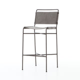 The Wharton Bar and Counter Stool in a stonewash grey feature slim lines and mixed materials combined for ultimate comfort. The architecturally inspired steel tubing is graced by simply contoured cotton seating.