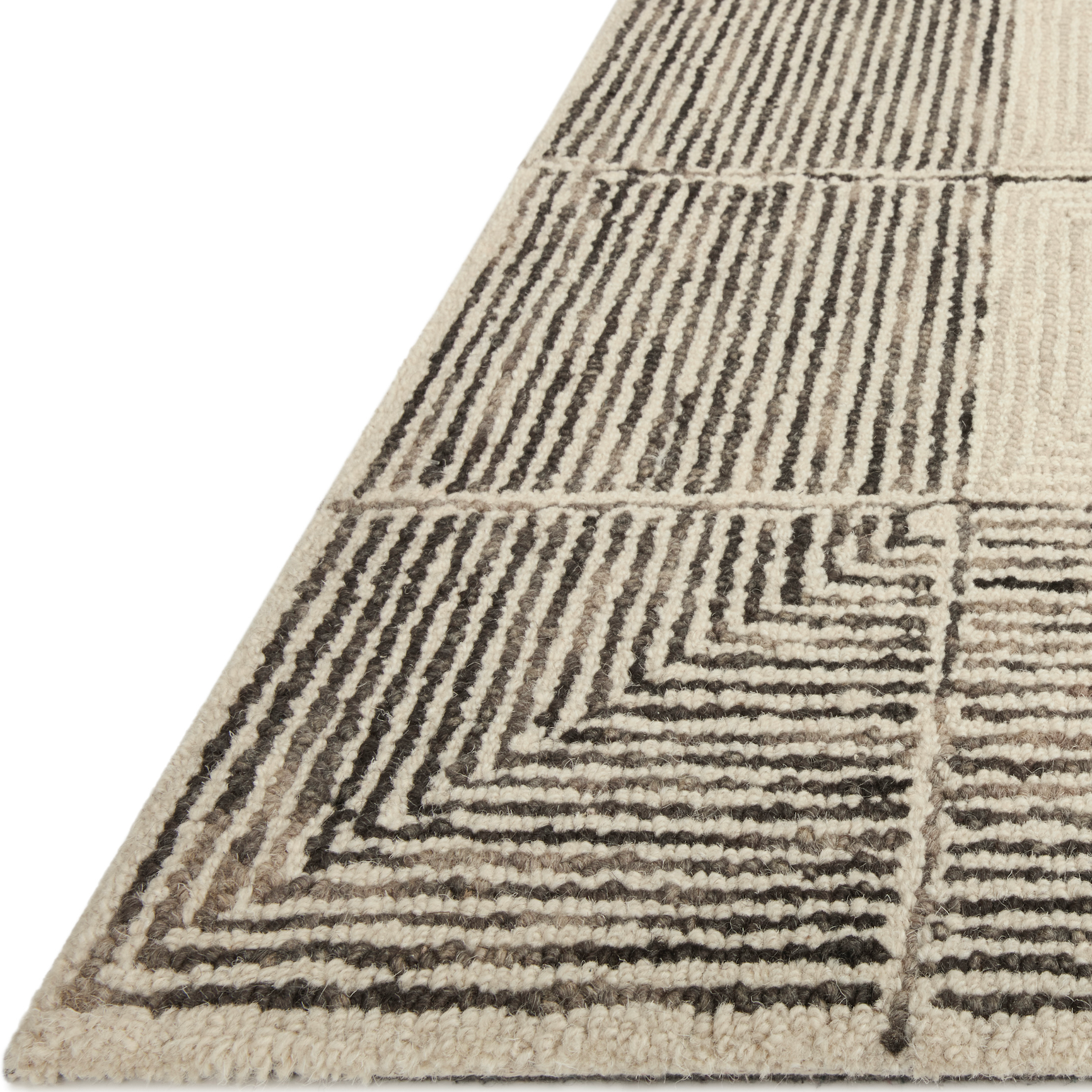 Featuring Chris Loves Julia x Loloi Francis Cream / Black Rug by Loloi at Amethyst Home. The unboring neutral. Picture perfect — we love the way this rug frames your furnishings.
It’s no coincidence that the pattern of the Francis Cream / Black rug for Chris Loves Julia x Loloi may remind you of tilework—it’s based on favorite flooring patterns of the couple, from tilework to parquet floor. Amethyst Home provides interior design services, furniture, rugs, and lighting in the Des Moines metro area.