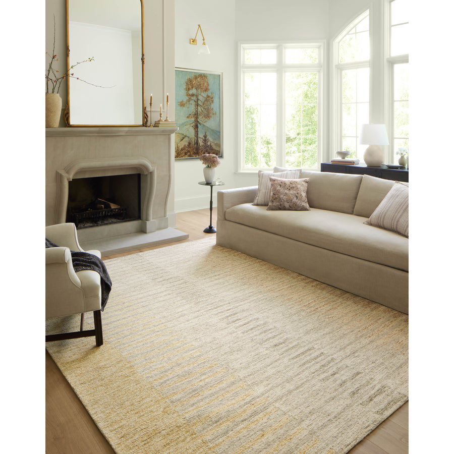 The Chris Dove / Santa Fe rug reminds us of our favorite casual, tonal stripe hemp rugs. Family friendly, hooked wool is a great choice for easy cleaning! Amethyst Home provides interior design services, furniture, rugs, and lighting in the Omaha metro area.