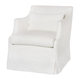 The slipcovered Amalia Chair from Cisco Brothers is one of our dreamiest seats!  Beautifully made in white 100% linen, this chair is equal parts casual and chic.  So comfortable and outside the ordinary -- perfect for traditional & coastal styles! Shown in a Grade J, Brevard Ivory fabric.