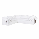 Wind down from a long day in this comfortable, easy-care slipcovered Donato 2 Arm Sectional by Cisco Brothers. This casual, chic sectional will bring the whole family together for years to come. Photographed in Otis White.   Size: 114"w x 32"h x 114"d Overall Sitting Space: 87"w x 87"d