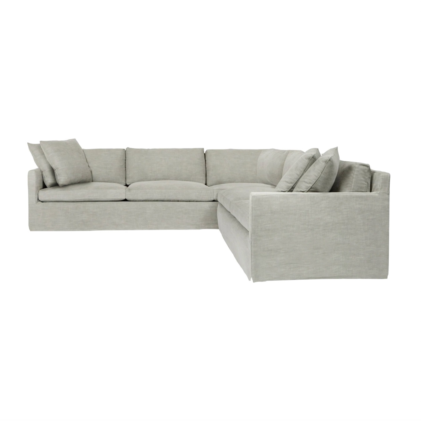 A modern, tailored sofa made with the right stuff -- the Louis 2 Arm Sectional - Essentials is a classic, updated silhouette that is stunning in Cisco Brothers' curated fabric selection.  It’s two-over-two cushions provide the perfect seating to catch up with old friends or entertain new ones.  Overall: 120"w x 120"d x 31"h