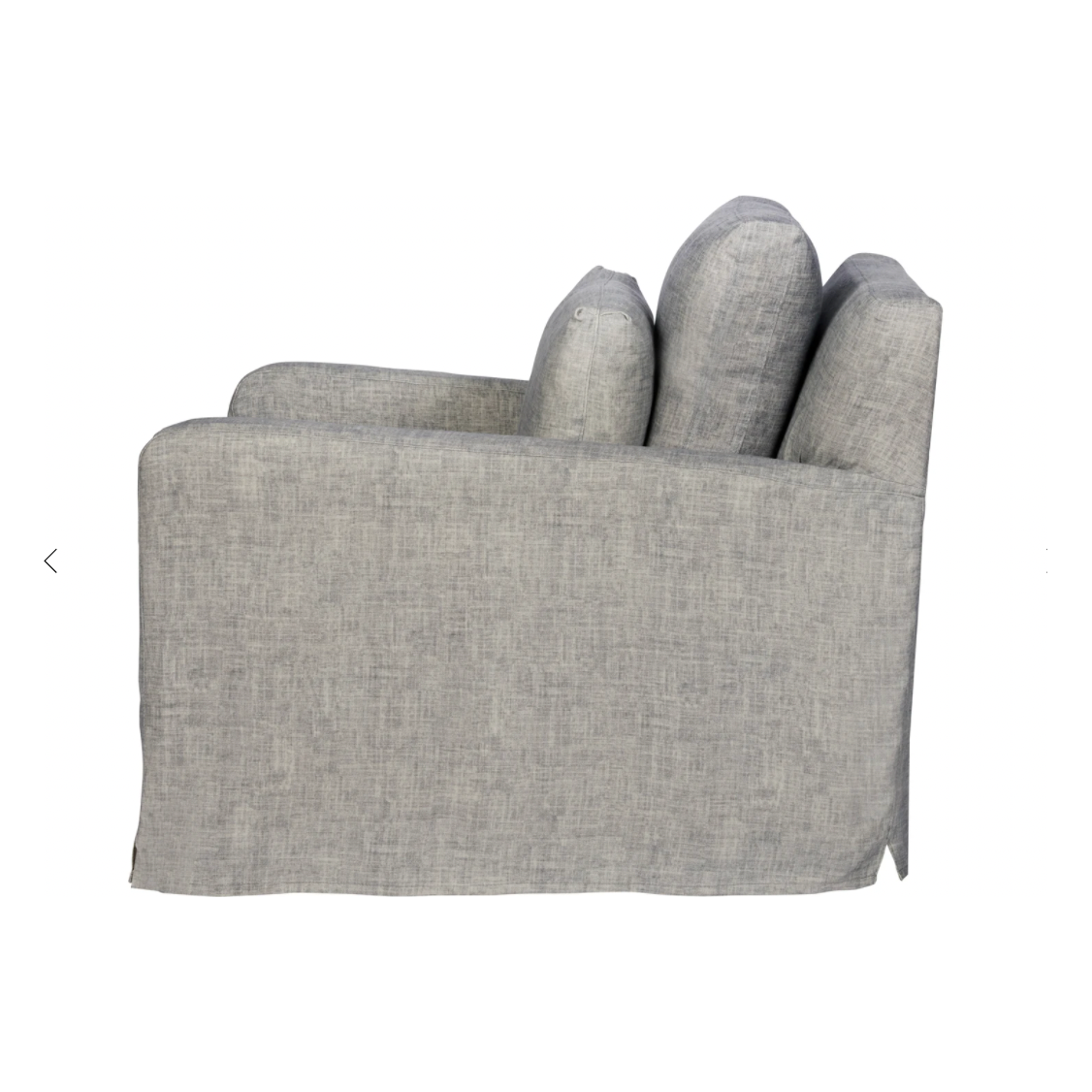 This deep and low resting Malibu Chair is one of our absolute favorites by Cisco Brothers!  As shown slipcovered Nolita Denim, a similar fabric to Brevard Rose 100% linen, and Brevard Burlap.   Size: 33"w x 29"h x 39"d