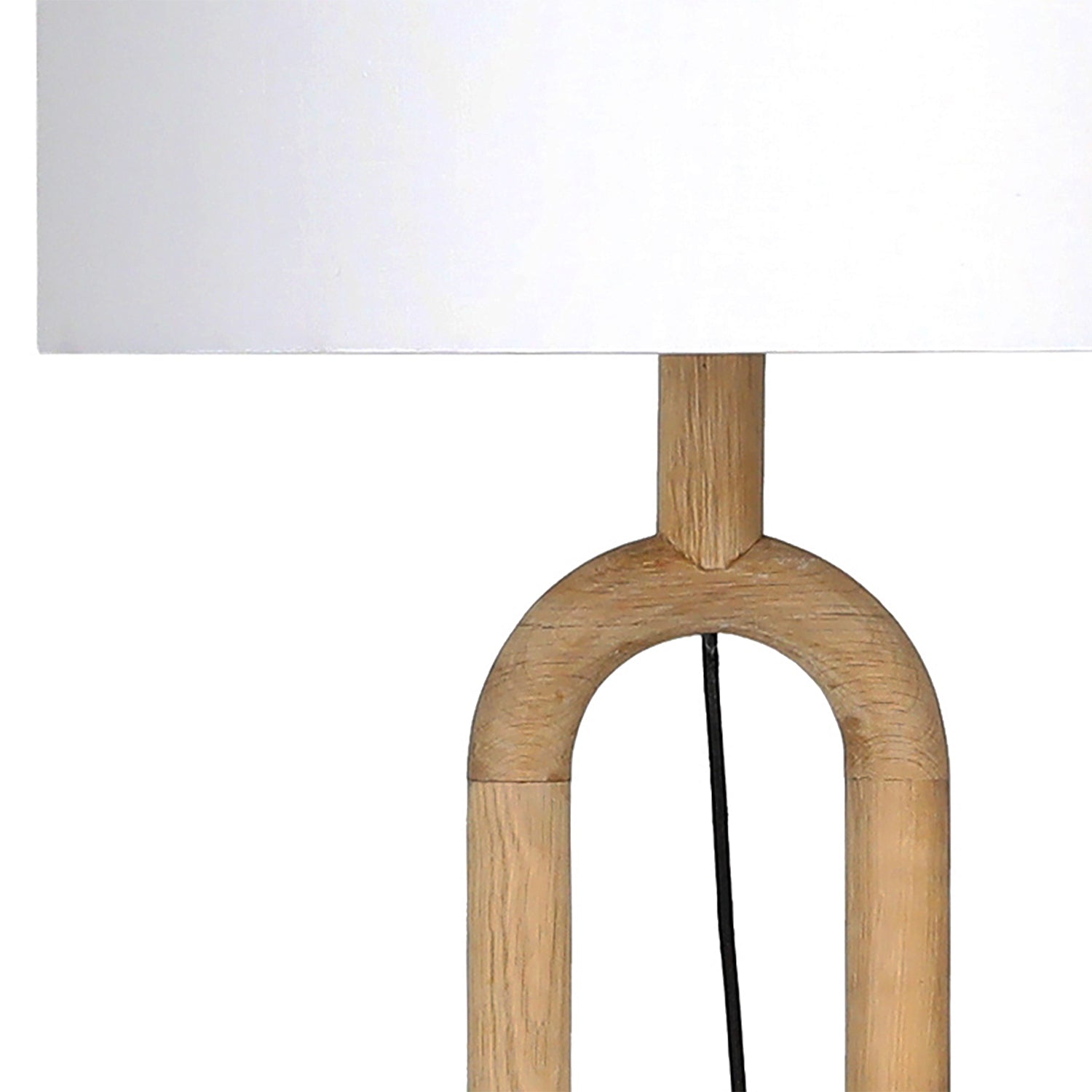 Add solid texture to your home with this contemporary oak wood floor lamp. Featuring a white linen lampshade and an open-arch wooden stand, this floor lamp makes a striking statement in a living room, den, or bedroom. The slim, minimalist design makes it effortlessly easy to fit various décor styles.Depth : 19.5 in Amethyst Home provides interior design, new home construction design consulting, vintage area rugs, and lighting in the Newport Beach metro area.