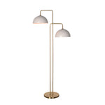 Upgrade your lighting with this simple yet elegant floor lamp. Featuring a delicately slim-brass iron frame and a set of lampshades in a stunning white finish. This minimalistic floor lamp achieves a versatile design that can be incorporated into a variety of interiors.Depth : 12 in Amethyst Home provides interior design, new home construction design consulting, vintage area rugs, and lighting in the Newport Beach metro area.