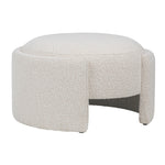 Add a contemporary touch to your seating arrangement with this lovely ottoman. Featuring a round frame supported by a stunning off-white boucle upholstery for extra softness and comfort. Use this 16x28” ottoman as a center table to display small tray and knick-knacks or as a place to prop your feet up after a long day.Depth : 25.5 in Amethyst Home provides interior design, new home construction design consulting, vintage area rugs, and lighting in the Des Moines metro area.