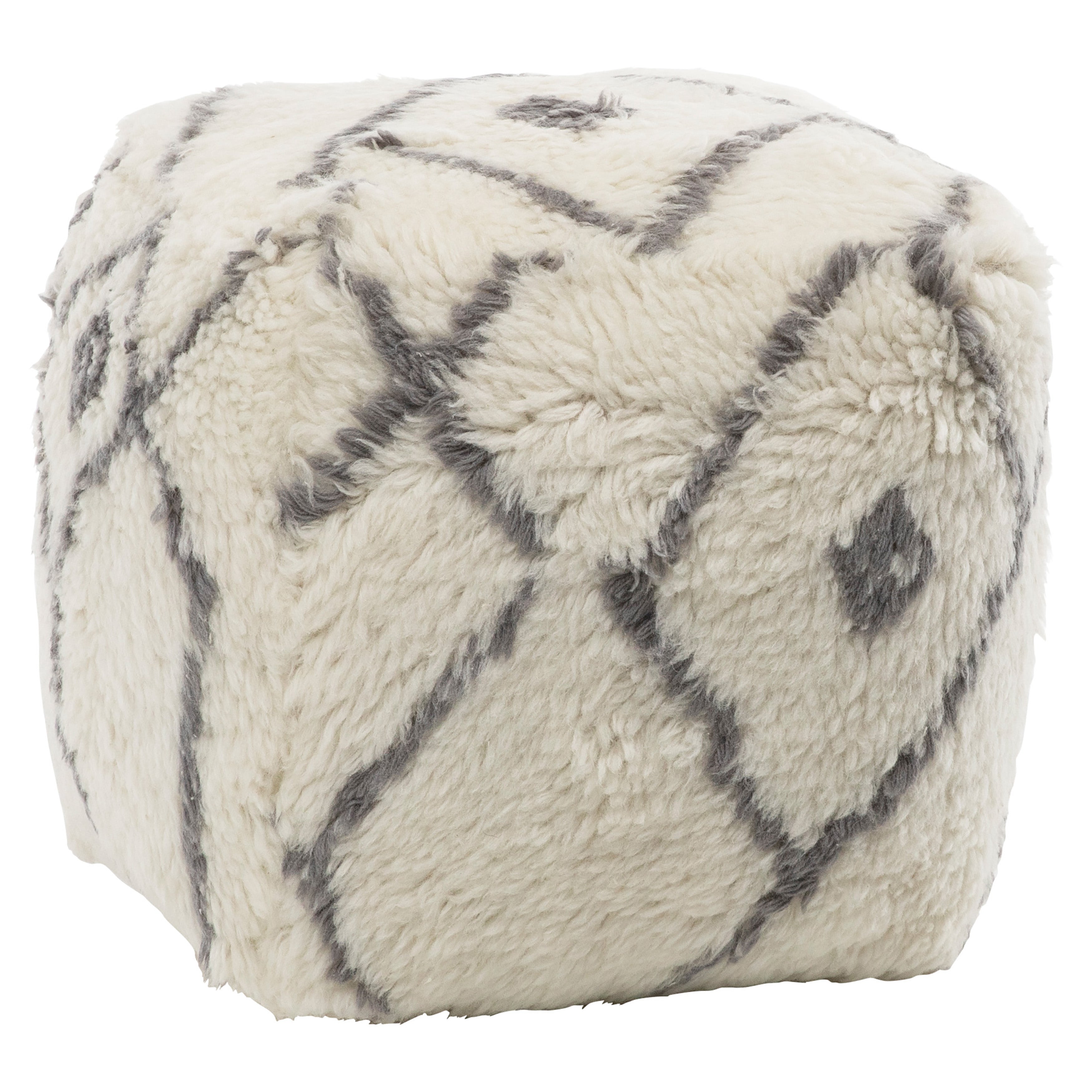 Experience the utmost comfort and style with our incredibly soft pouf, designed to enhance your living room or bedroom with its timeless appeal. Showcasing a captivating combination of grey and ivory tones, this pouf adds a touch of elegance to any space. Amethyst Home provides interior design, new home construction design consulting, vintage area rugs, and lighting in the Dallas metro area.