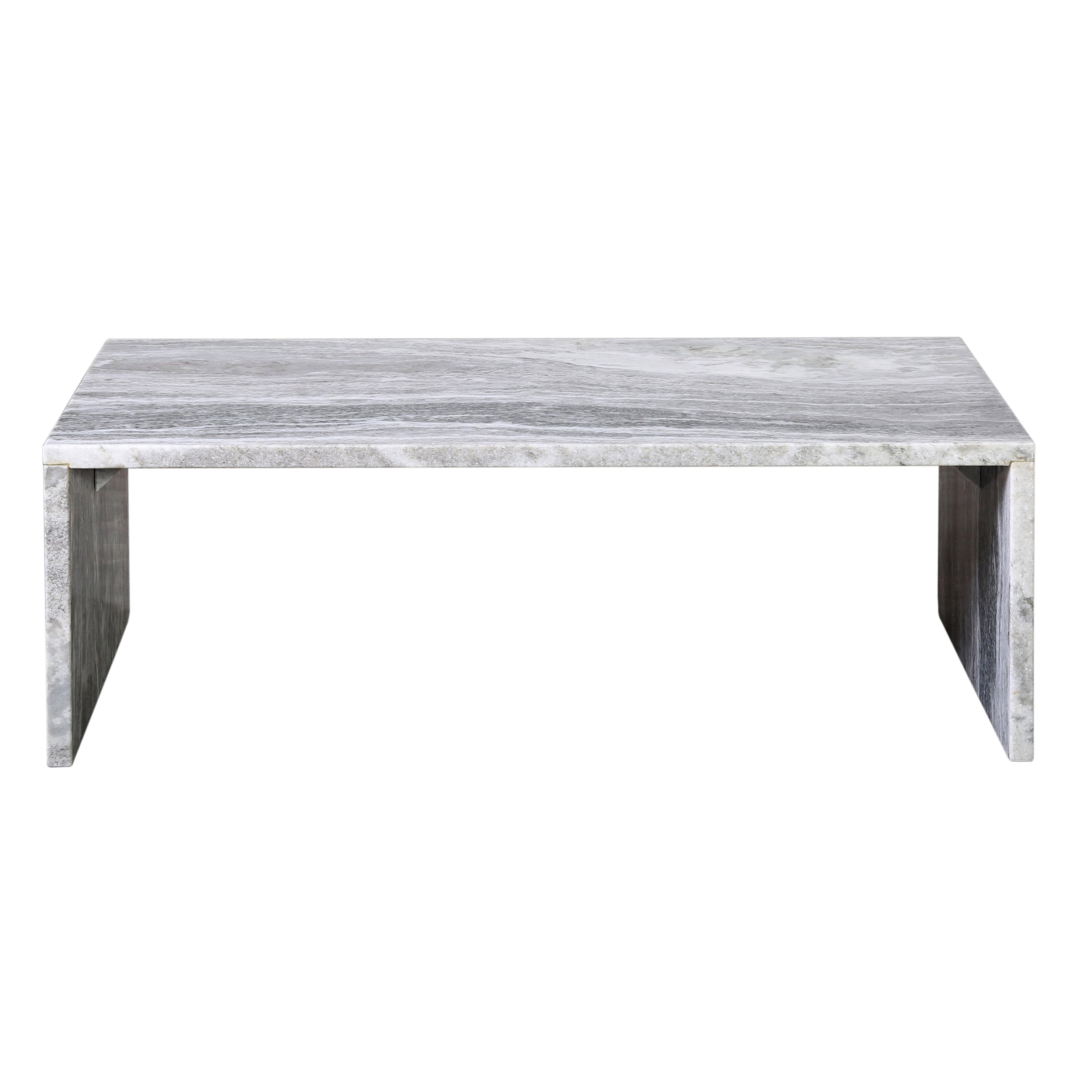 Our Melbourne Coffee Table brings form and function to the modern home with a clean, simple, and low-profile design. Made of beautifully polished natural light grey marble with smooth edges, it's defined by its rectangular figure measuring 15.75” tall and 47.25” wide. Amethyst Home provides interior design, new home construction design consulting, vintage area rugs, and lighting in the Omaha metro area.
