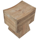 Establish a refreshing atmosphere for your interior space with his heavy carved stool. Crafted from reclaimed pine wood in a natural wood finish. The contemporary structure creates a beautiful modern look that instantly enhances your existing furniture. From your living room to your bedroom, this table blends seamlessly with any décor.Depth : 12 in Amethyst Home provides interior design, new home construction design consulting, vintage area rugs, and lighting in the Salt Lake City metro area.