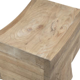 Establish a refreshing atmosphere for your interior space with his heavy carved stool. Crafted from reclaimed pine wood in a natural wood finish. The contemporary structure creates a beautiful modern look that instantly enhances your existing furniture. From your living room to your bedroom, this table blends seamlessly with any décor.Depth : 12 in Amethyst Home provides interior design, new home construction design consulting, vintage area rugs, and lighting in the Washington metro area.