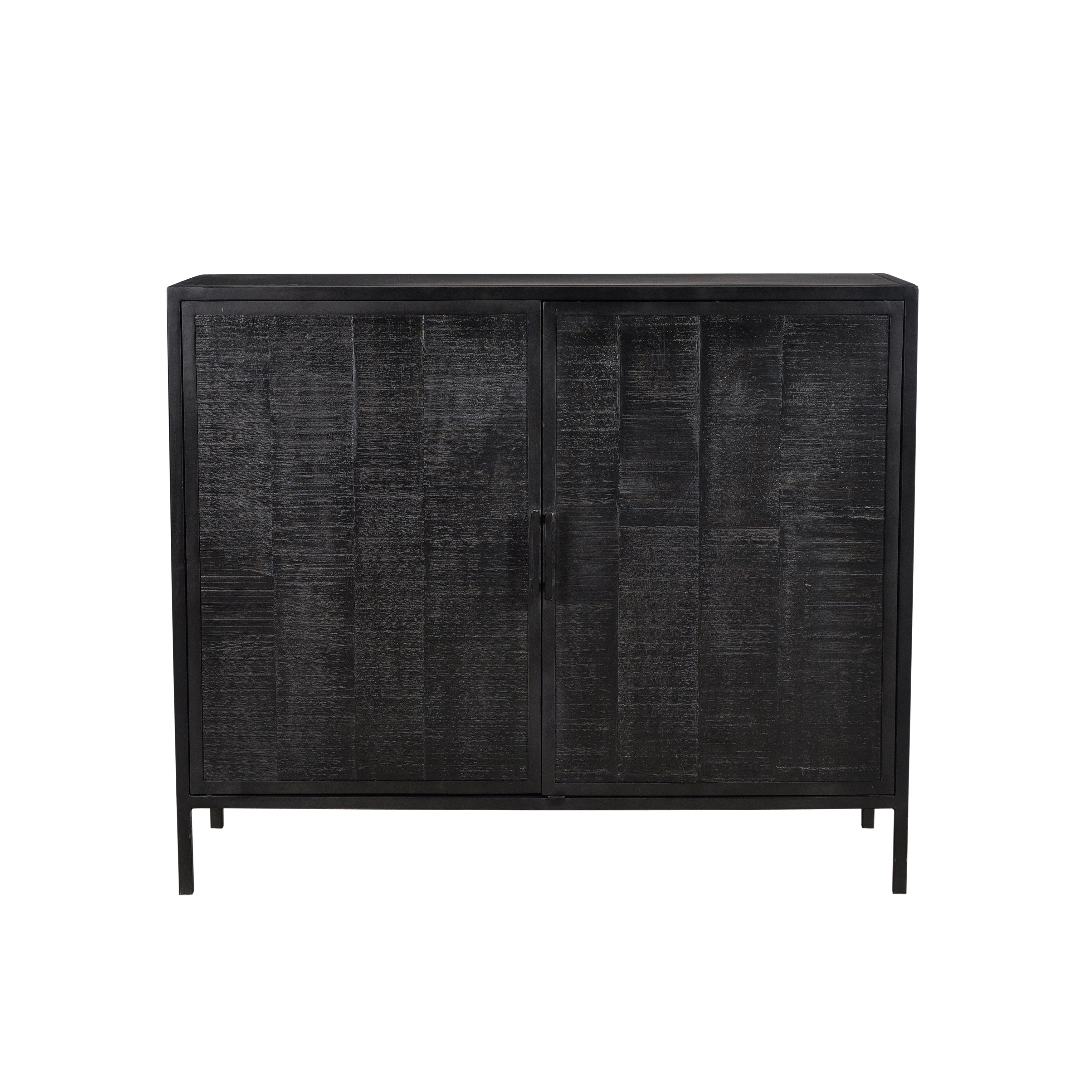 Dark and mysterious, this 42” sideboard makes for the perfect moody addition to your décor. Made from solid mango wood in a dark charcoal antique finish, this two-door sideboard is ready to meet all your storage and design needs. The set of butterfly doors open to large cabinet space with an interior shelf. Amethyst Home provides interior design, new home construction design consulting, vintage area rugs, and lighting in the Austin metro area.