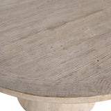 Crafted from reclaimed pine wood, featuring a round shape on a sturdy cone-shaped base that lends to a unique modern silhouette. This 55” round dining table features a light warm wash finish that works great for any style or décor, creating the perfect stage for an enjoyable dinner gathering. Amethyst Home provides interior design, new home construction design consulting, vintage area rugs, and lighting in the Austin metro area.