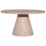 Crafted from reclaimed pine wood, featuring a round shape on a sturdy cone-shaped base that lends to a unique modern silhouette. This 55” round dining table features a light warm wash finish that works great for any style or décor, creating the perfect stage for an enjoyable dinner gathering. Amethyst Home provides interior design, new home construction design consulting, vintage area rugs, and lighting in the Boston metro area.