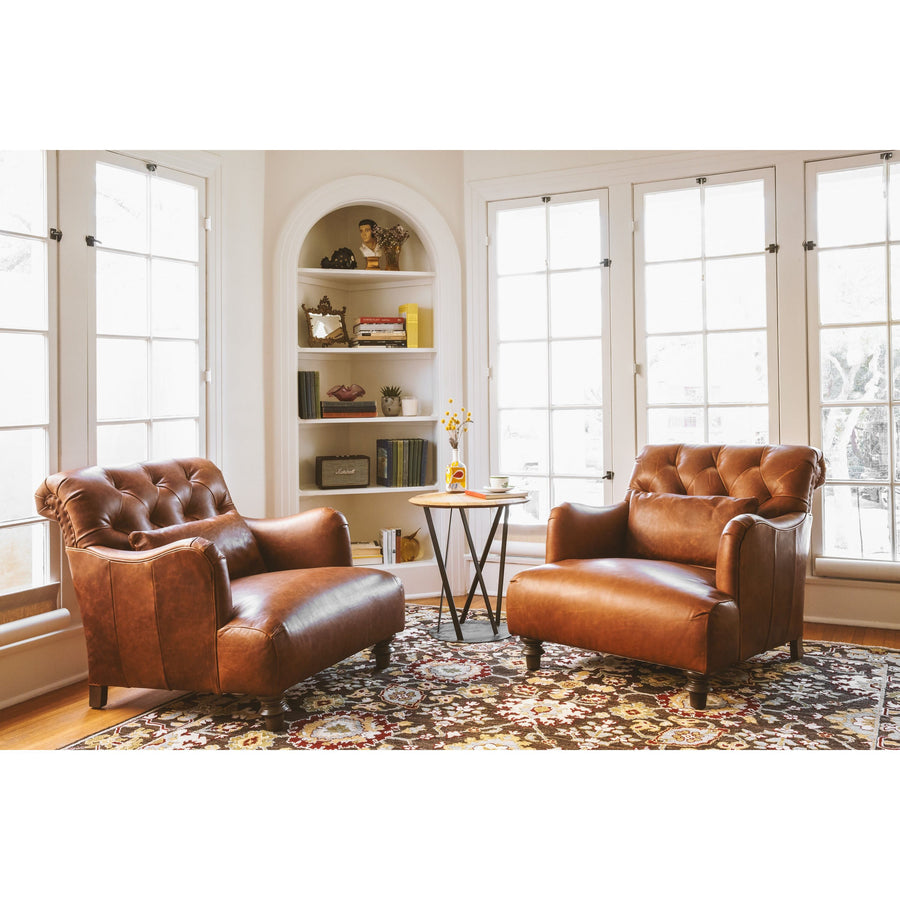 The Acacia Chair by Cisco Brothers was love at first sight & sit!  A firm, comfortable seat with gentle recline is the perfect seat for conversation and relaxation.  As shown upholstered in Spur Terracotta.  33"w x 32"h x 42"d  Seat Space: 22"w x 28.5"d x 16"h