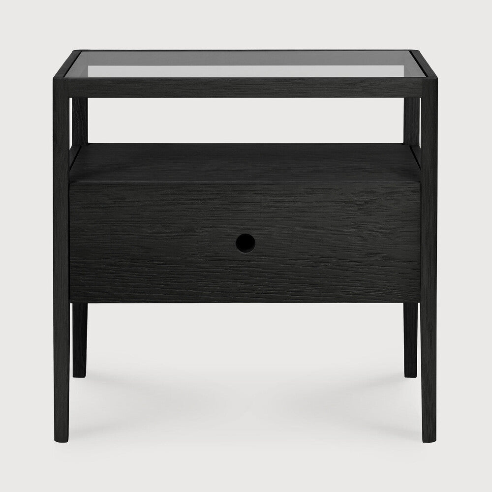 With its one drawer, open space and slightly tapered legs, the Spindle bedside table is the perfect no-nonsense companion for the striking Spindle bed. Amethyst Home provides interior design, new home construction design consulting, vintage area rugs, and lighting in the Des Moines metro area.