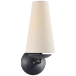 Featuring Fontaine Single Sconce by Visual Comfort at Amethyst Home. The love the textured look of this Fontaine Single Sconce by Visual Comfort. The linen shade sheds a warm glow and would gorgeous placed in a living room, hallway, or other area needing extra light. 
Overall Dimensions: 5.5" L x 5.5" W x 14.25" HWeight: 3 lbs.  Amethyst Home provides interior design, new home construction design consulting, vintage area rugs, and lighting in the Tampa metro area.