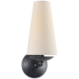 Featuring Fontaine Single Sconce by Visual Comfort at Amethyst Home. The love the textured look of this Fontaine Single Sconce by Visual Comfort. The linen shade sheds a warm glow and would gorgeous placed in a living room, hallway, or other area needing extra light. 
Overall Dimensions: 5.5" L x 5.5" W x 14.25" HWeight: 3 lbs.  Amethyst Home provides interior design, new home construction design consulting, vintage area rugs, and lighting in the Tampa metro area.