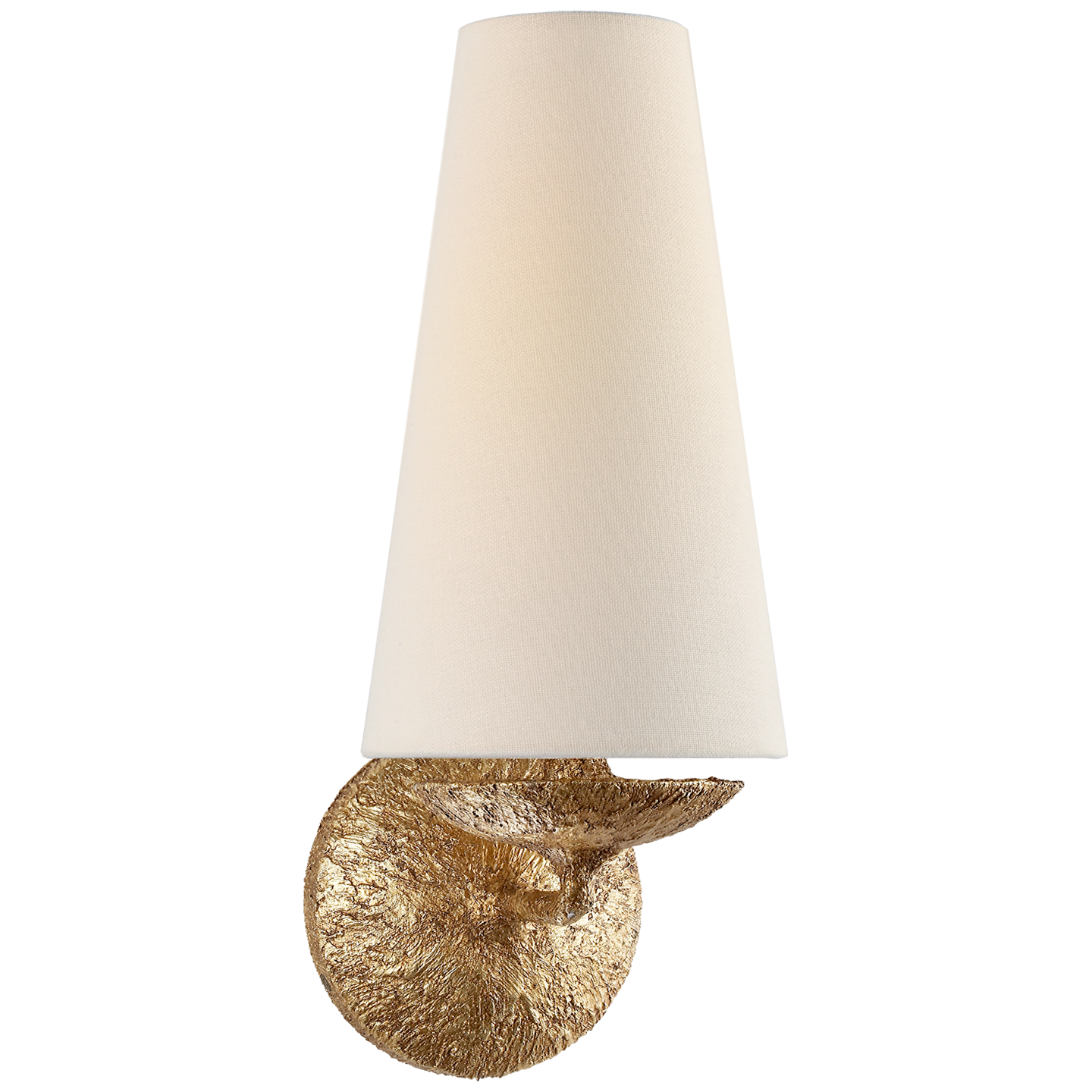 The linen shade of this Fontaine Single Sconce sheds a soft, warm glow. This looks gorgeous placed in a living room, hallway, or other area needing extra light.   Designer: AERIN