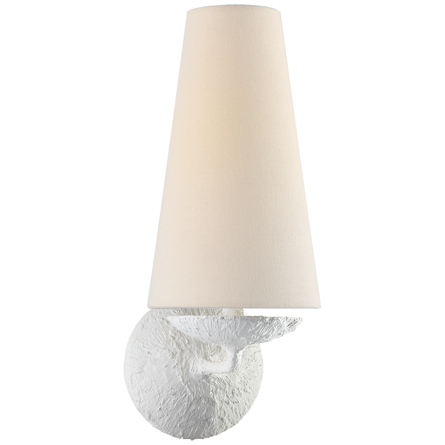 The linen shade of this Fontaine Single Sconce sheds a soft, warm glow. This looks gorgeous placed in a living room, hallway, or other area needing extra light.   Designer: AERIN