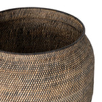 This Ansel Contrast Black Basket is woven from natural Lombok and black rattan, bringing a gorgeous color and texture to the basket. A large, stylish basket to store your pet toys, blankets, or other items around the home.   Overall Dimensions: 24.00"w x 24.00"d x 18.50"h Colors: Natural Lombok Weave, Black Rattan Materials: Lombok, Rattan