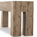 Made from thick-cut oak veneer with a faux rustic finish made to emulate wormwood, this Abaso Rustic Wormwood Oak Console Table features chunky squared legs and dovetail joinery detailing. Amethyst Home provides interior design services, furniture, rugs, and lighting in the Dallas metro area.