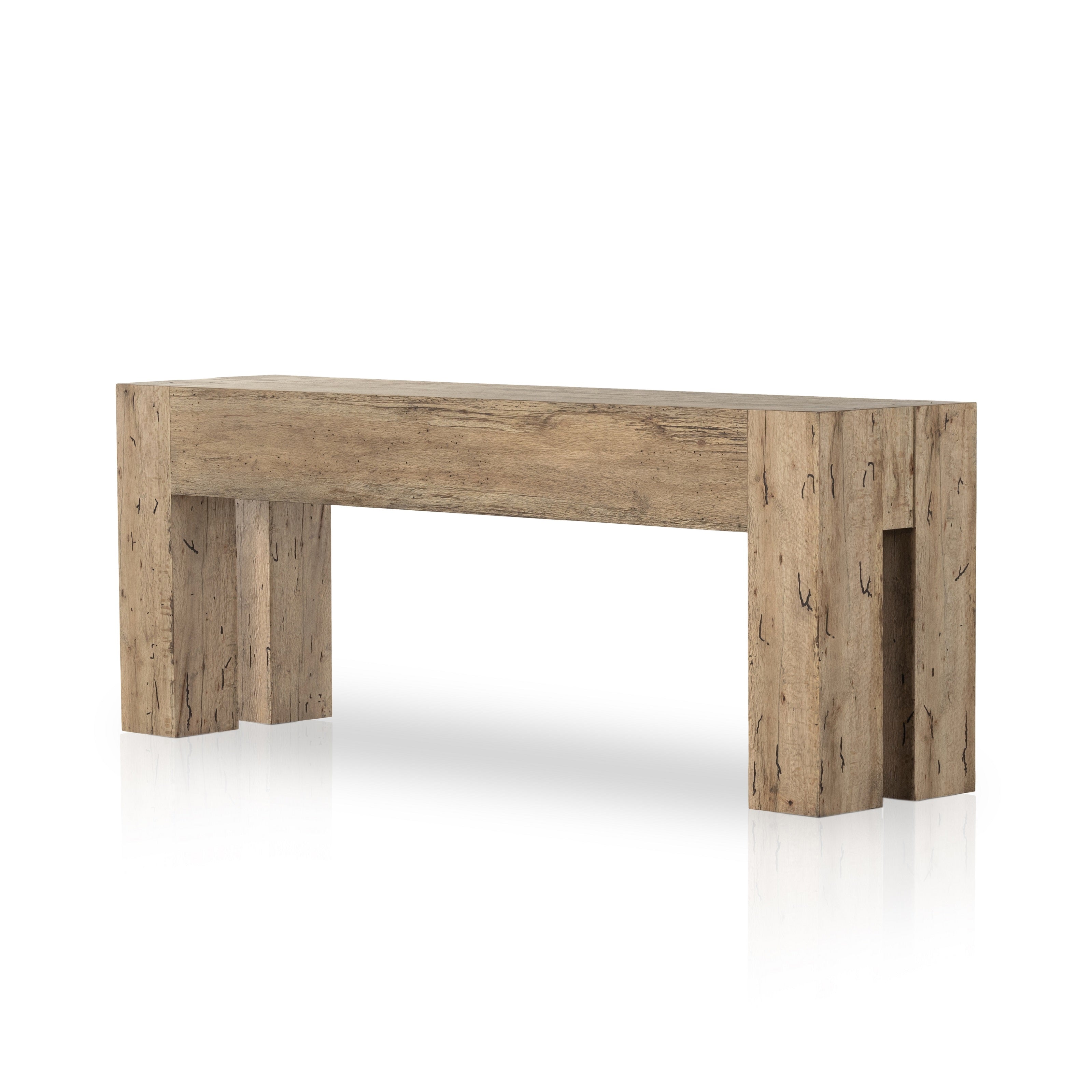 Made from thick-cut oak veneer with a faux rustic finish made to emulate wormwood, this Abaso Rustic Wormwood Oak Console Table features chunky squared legs and dovetail joinery detailing. Amethyst Home provides interior design services, furniture, rugs, and lighting in the Monterey metro area.