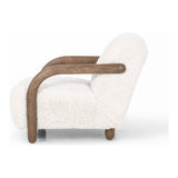 This versatile accent chair is upholstered in a faux Mongolian shearling with a textural high pile. A contrasting, chunky parawood frame hugs the seat and is wire-brushed for a warm, vintage feel. Amethyst Home provides interior design, new construction, custom furniture, and area rugs in the Omaha metro area.