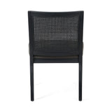 Antonia Savile Charcoal Cane Armless Dining Chair forms a simple-but-shapely frame for black seating and a natural cane back. Amethyst Home provides interior design services, furniture, rugs, and lighting in the Kansas City metro area.