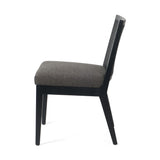 Antonia Savile Charcoal Cane Armless Dining Chair forms a simple-but-shapely frame for black seating and a natural cane back. Amethyst Home provides interior design services, furniture, rugs, and lighting in the Monterey metro area.