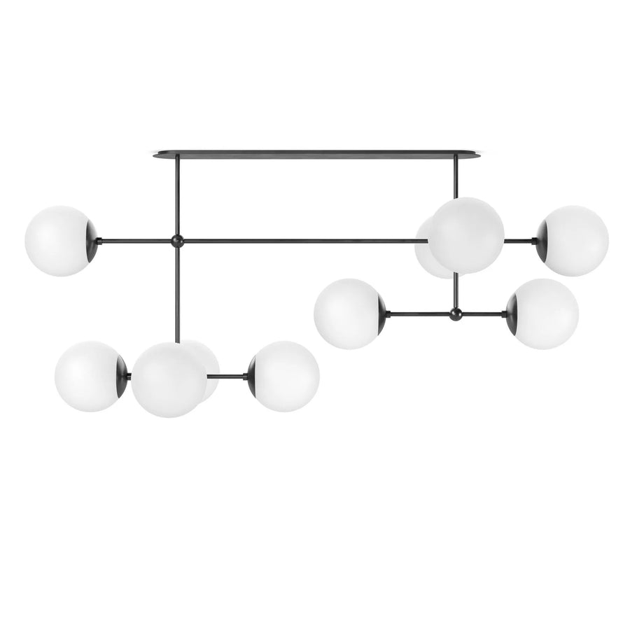 Armstrong Black Gunmetal Opal Matte Glass Linear Chandelier
