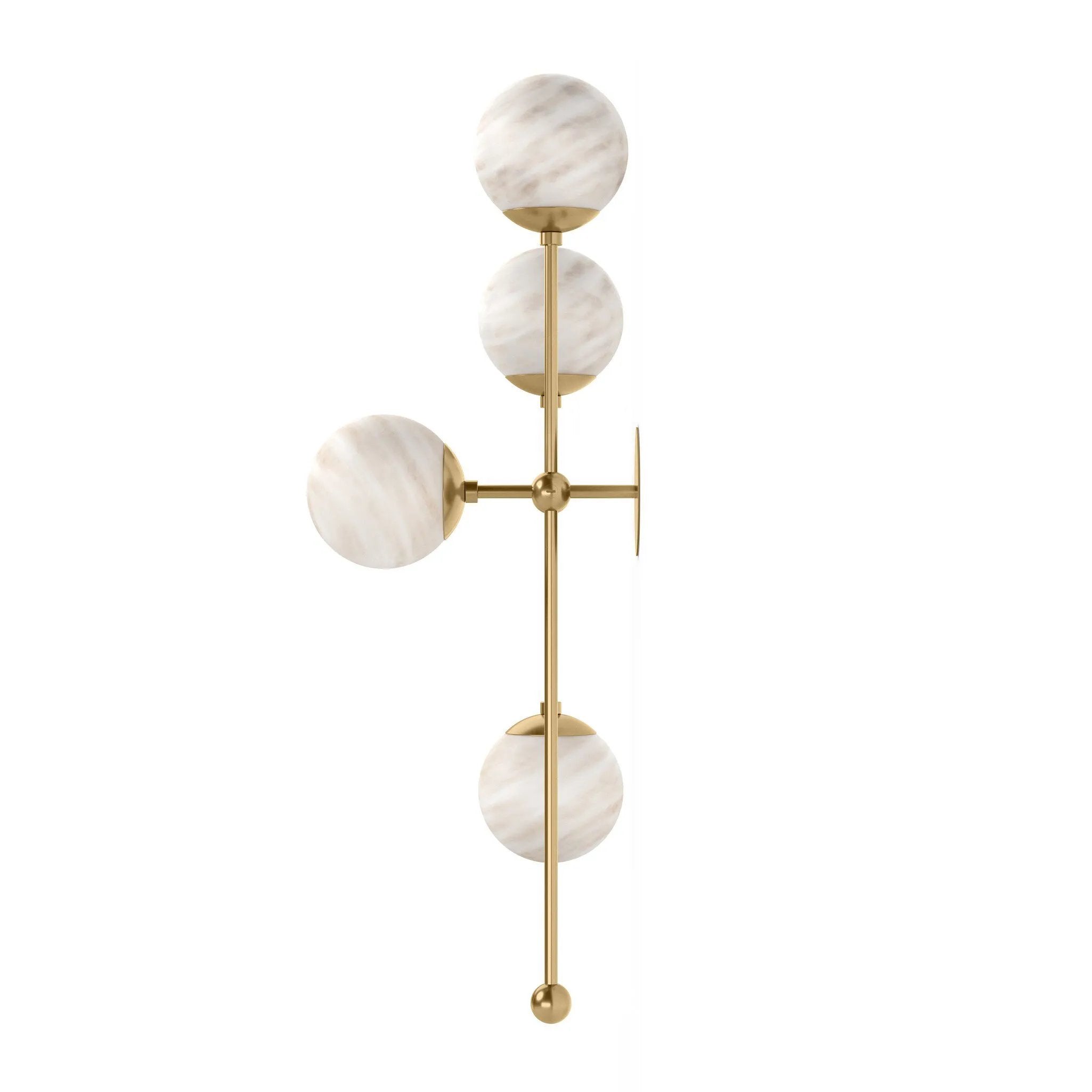 Marbled glass spheres seem to extend and reach across smooth brass rods. Each globe is individually blown, shaped and sculpted by hand through a one-hour process. Brass and glass are 98% recyclable. Designed and sustainably made in Poland by Schwung.Overall Dimensions13.75"w x 13.00"d x 36.25"hFull Details &amp; SpecificationsTear Shee Amethyst Home provides interior design, new home construction design consulting, vintage area rugs, and lighting in the Park City metro area.