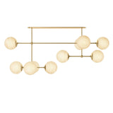 Marbled glass spheres seem to extend and reach across smooth brass rods. Each globe is individually blown, shaped and sculpted by hand through a one-hour process. Brass and glass are 98% recyclable. Designed and sustainably made in Poland by Schwung.Overall Dimensions64.25"w x 30.25"d x 28.75"hFull Details &amp; SpecificationsTear Shee Amethyst Home provides interior design, new home construction design consulting, vintage area rugs, and lighting in the Winter Garden metro area.