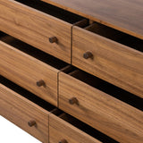 Inspired by campaign-style furniture of the 1800s â€” packable pieces first designed for traveling military use â€” a simply shaped dresser of natural walnut features a subtly inset top and rounded legs, finished with wooden hardware Amethyst Home provides interior design, new home construction design consulting, vintage area rugs, and lighting in the Calabasas metro area.